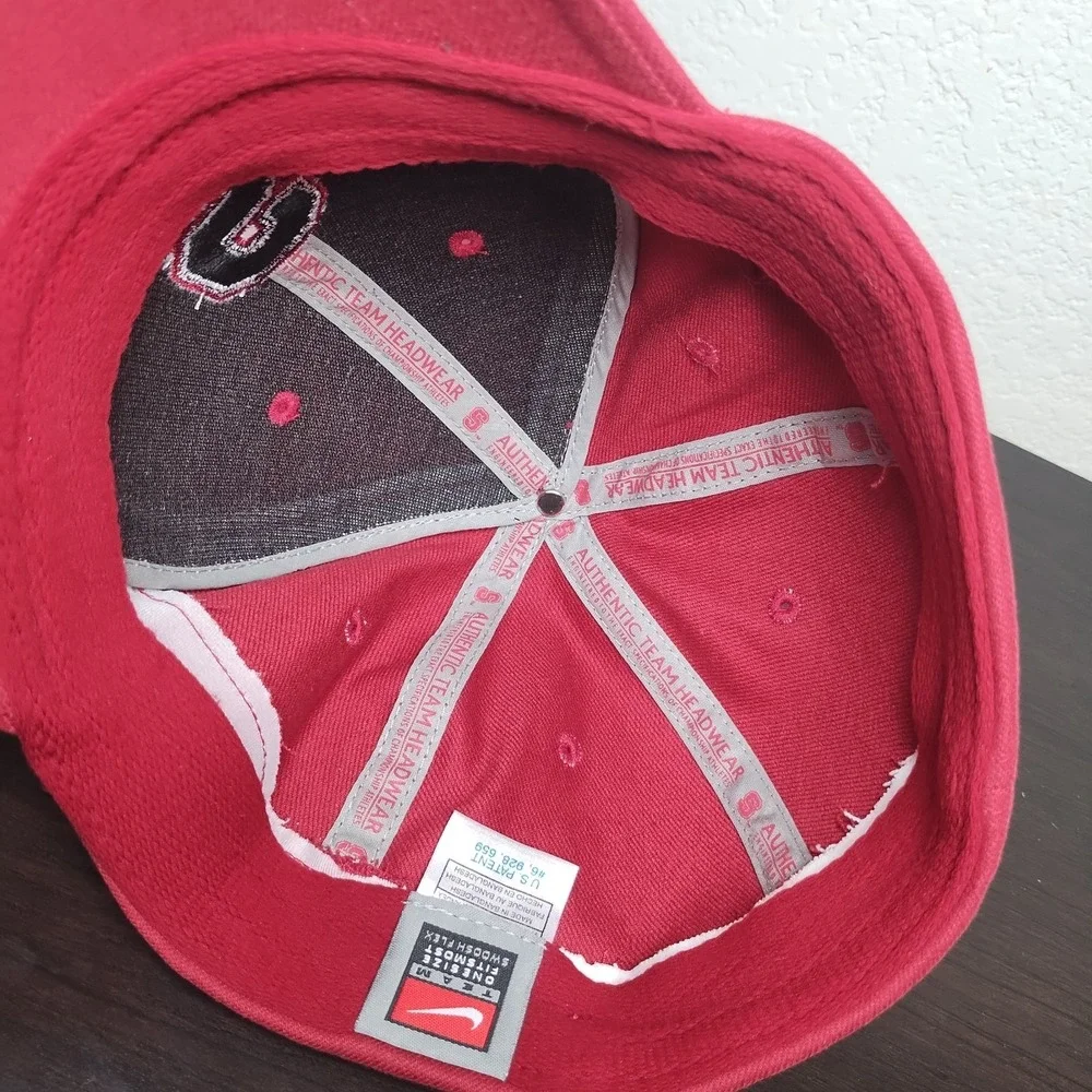 VTG Nike Stanford Univ Cardinal Hat Cap OSFM Red Block 'S' Swoosh Flex NCAA EUC